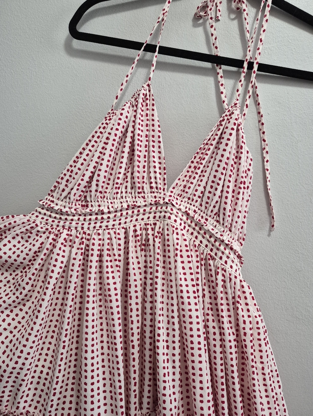 Reset by Jane Polka Dot Miranda Babydoll Double Strap Halter Mini Dress Medium - Picture 3 of 7